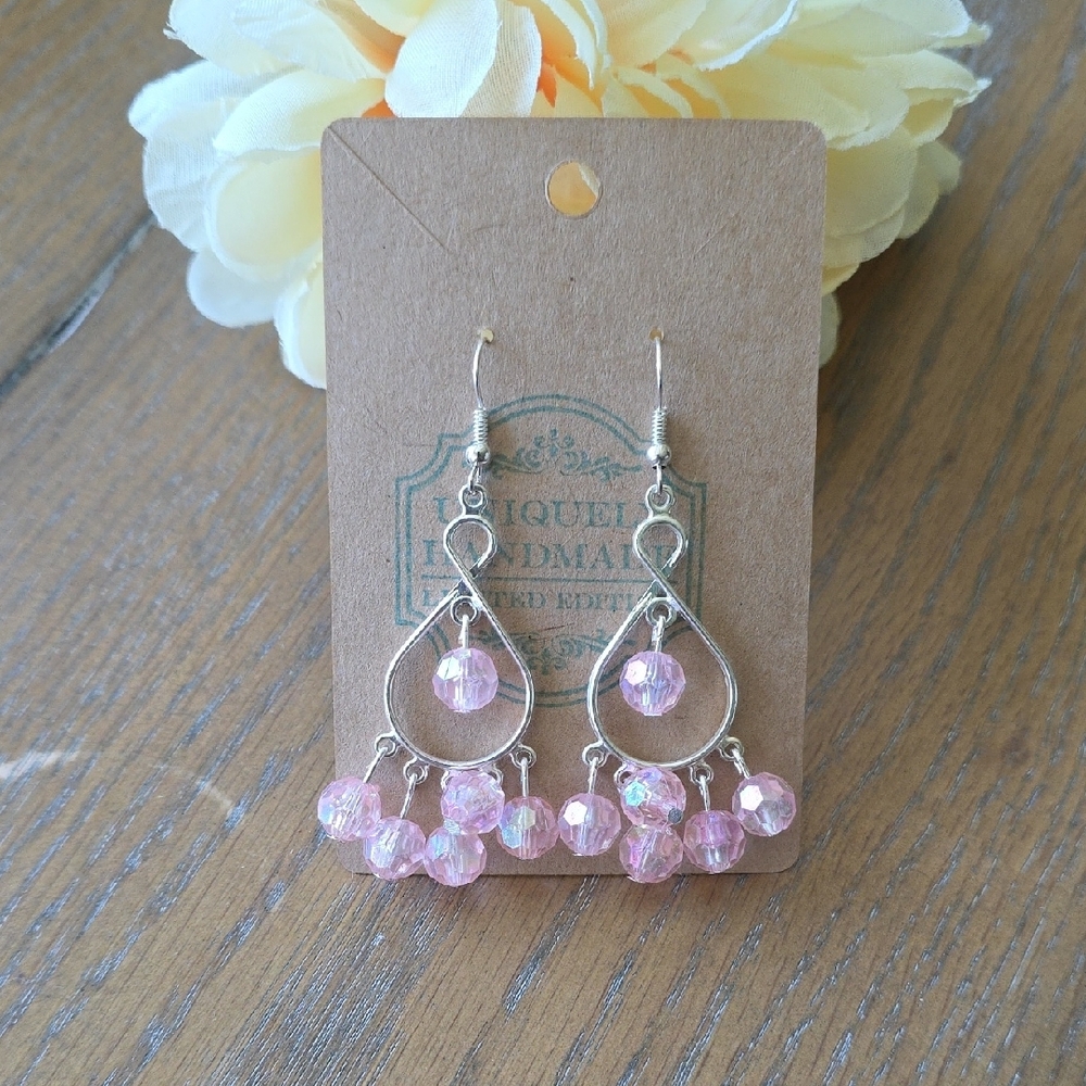 Elegant Pink Beaded Earrings